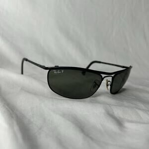 62mm RAY BAN RB3119 006/48 OLYMPIAN BLACK POLARIZED CRYSTAL FLEX WRAP SUNGLASSES
